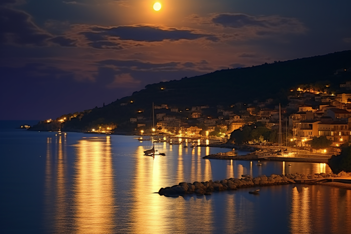 Evening in Villefranche-sur-Mer, France, Midjourney 5.1